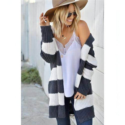 Mid-color Hooded Mid-length Cardigan Jacket Women Sweater - Which Mark