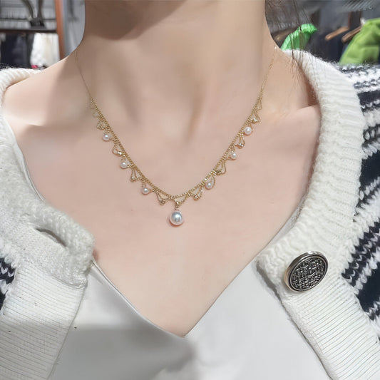 Aurora 18K Gold Lace Pearl Necklace - Sea Elegance - Which Mark