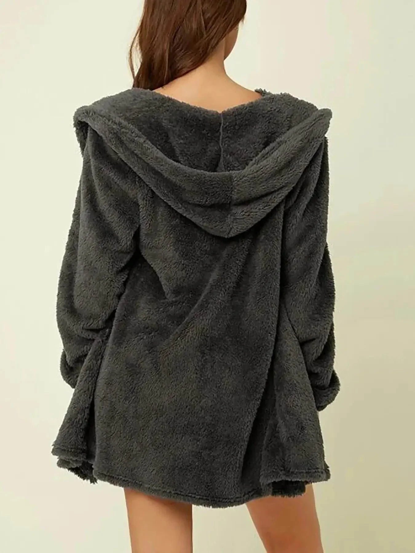 Suits 3pcs Winter Solid Color Double-sided Plush Warm Thickened Hooded - Which Mark