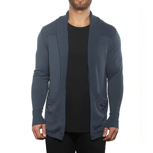Solid Color Cardigan Sweater With Pockets Casual Men's Long-sleeved - Which Mark