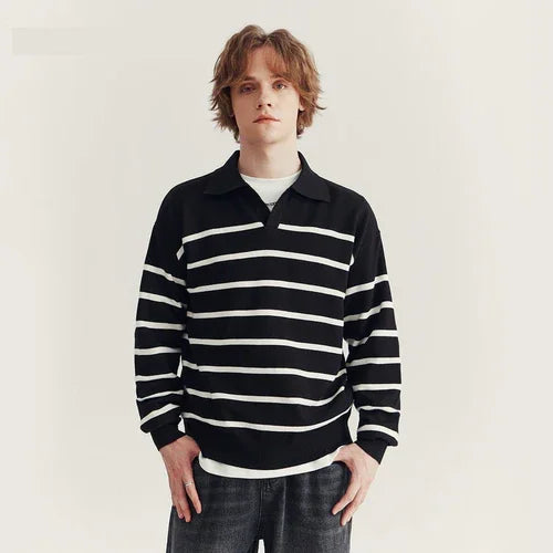 High-grade Loose Contrast Color Striped Sweater Long Sleeve Inner Wear - Which Mark