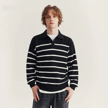 High-grade Loose Contrast Color Striped Sweater Long Sleeve Inner Wear - Which Mark