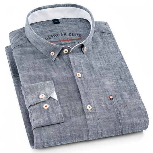 Long Sleeve Cotton Linen Slim Fit Fashion Casual Linen DressShirt Men - Which Mark