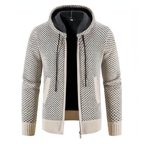 Knitwear Men's Hooded Sweater Fleece-lined Velvet-added Thickness - Which Mark