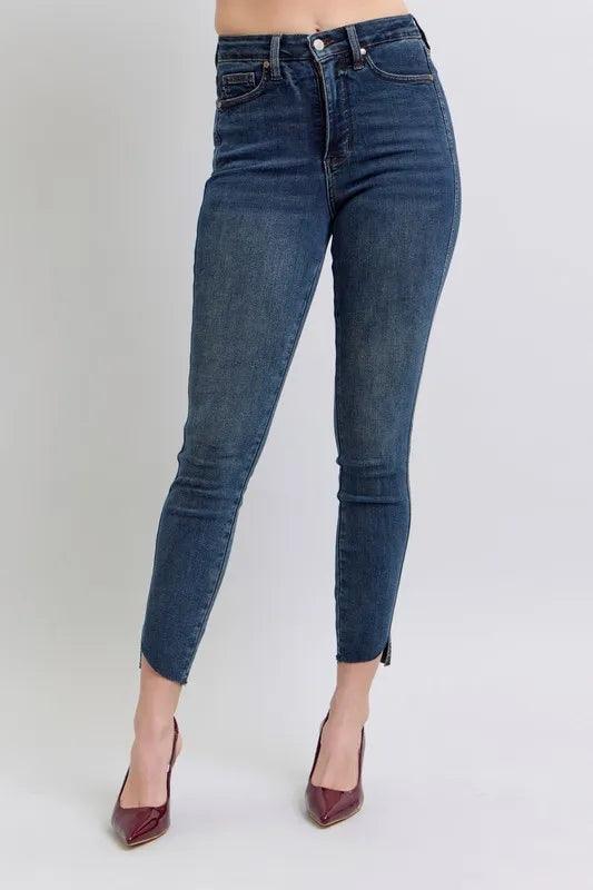 Judy Blue Full Size High Waist Tummy Control Step Hem Skinny Jeans Plus Size - Which Mark