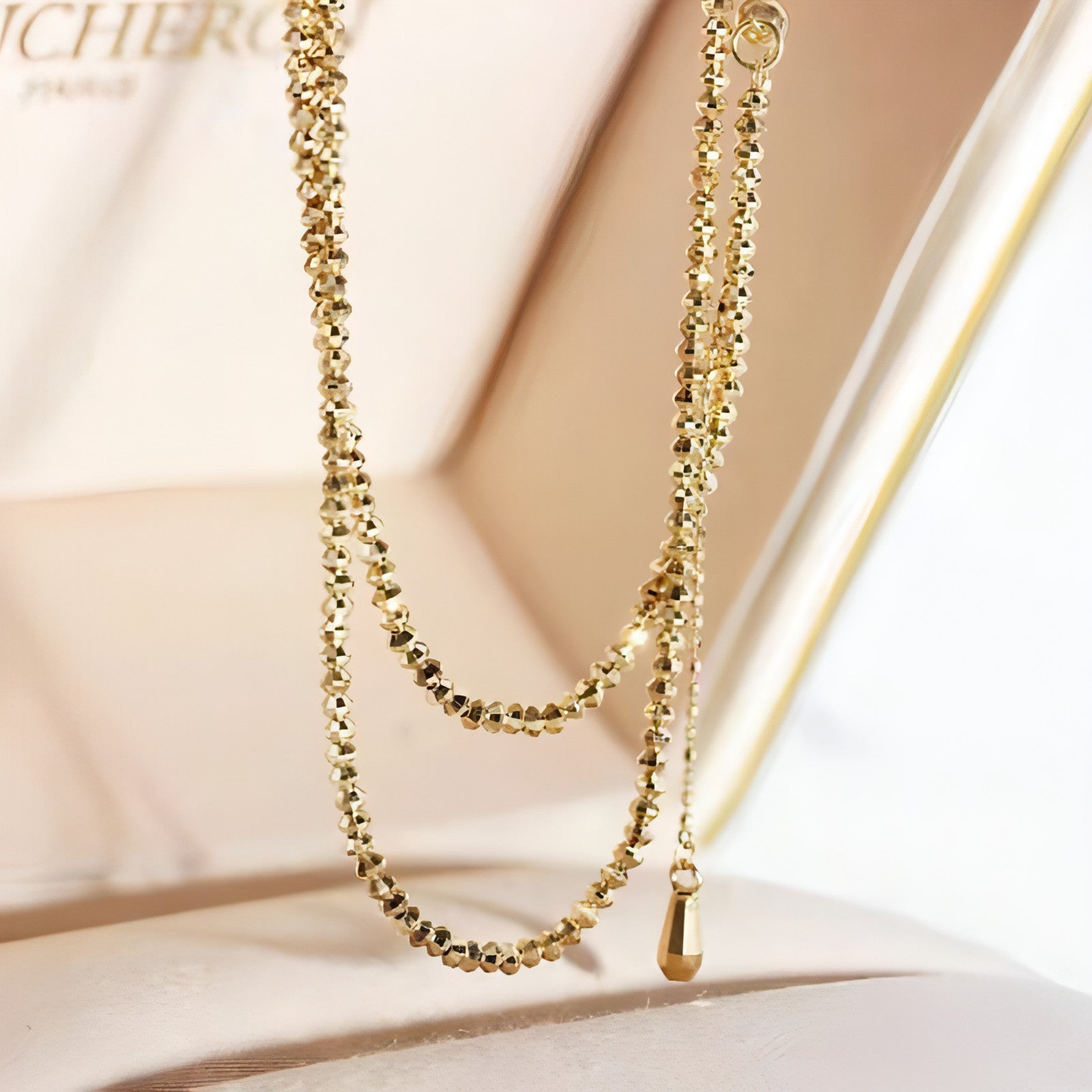 Elegant 18K Gold Bungee Wave Bead Necklace - Which Mark