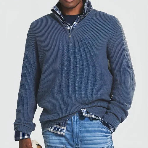 Men's Business Casual Loose Zip Stand Collar Sweater - Which Mark