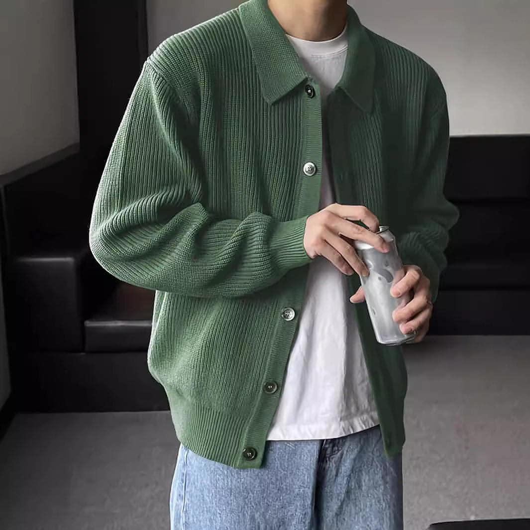 Fashion Solid Color Simple Men's Knitwear Cardigan Sweater Coat - Which Mark