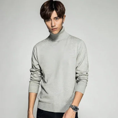 Solid Color Long Sleeve Turtleneck Pullover Men's Base Sweater - Which Mark