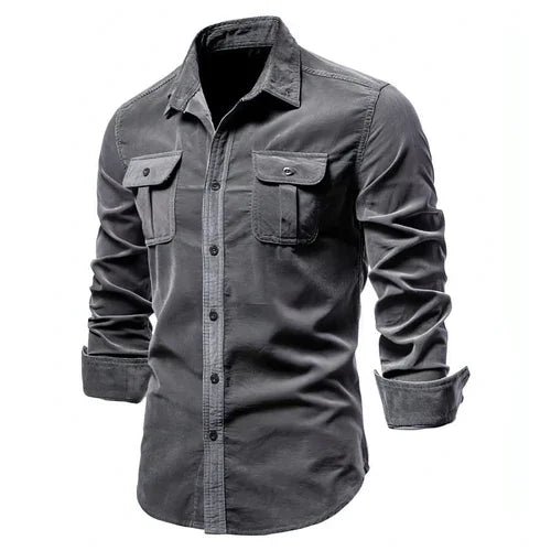 Men DressShirt College Tops Longsleeve Blue - Which Mark