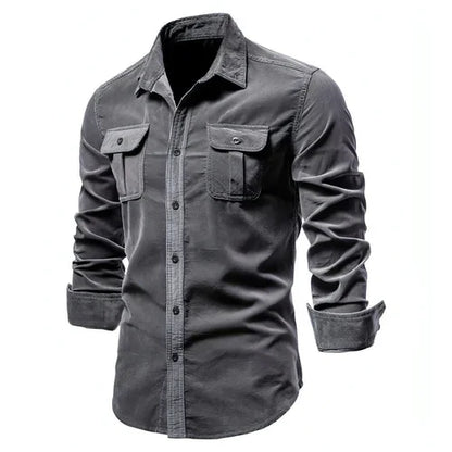 Men DressShirt College Tops Longsleeve Blue - Which Mark