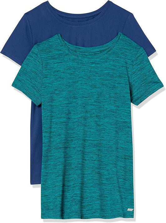 Amazon Essentials Women's 2-Pack Classic-Fit Short-Sleeve Crewneck T-Shirt, Navy - Which Mark