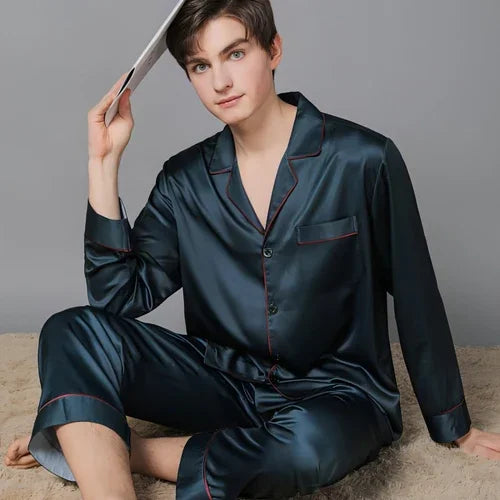 New Spring And Autumn Silk Couple Pajamas For Women - Which Mark