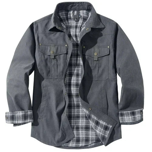 A.1 Lapel Plaid Flannel Casual Retro Western Style Jacket Men - Which Mark