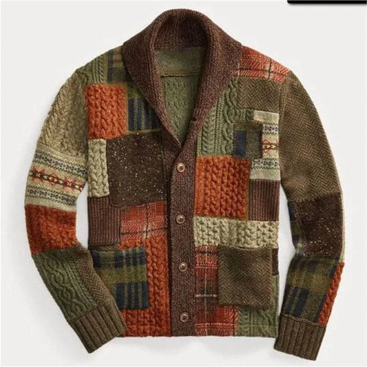 Men's Patchwork Colorblock Cardigan – Casual Retro Sweater Coat - Which Mark