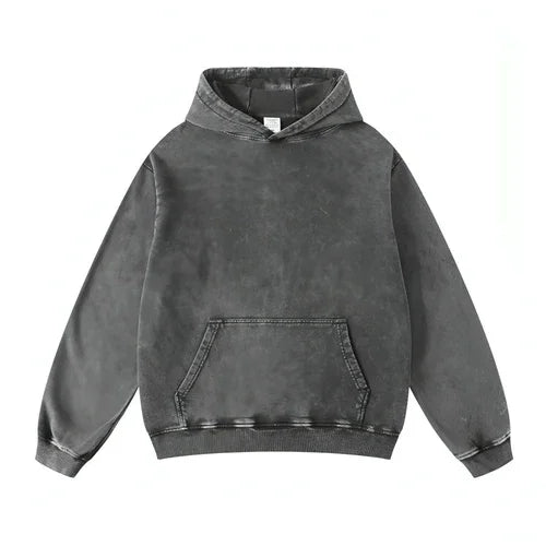 Thickened Washed Old Gradient Solid Color Batik Hooded Sweater For Men - Which Mark