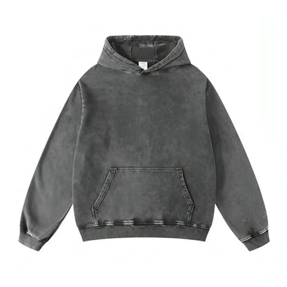Thickened Washed Old Gradient Solid Color Batik Hooded Sweater For Men - Which Mark