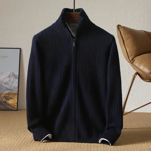 Pure Wool Sweater Men's Lapel Full Zipper - Which Mark