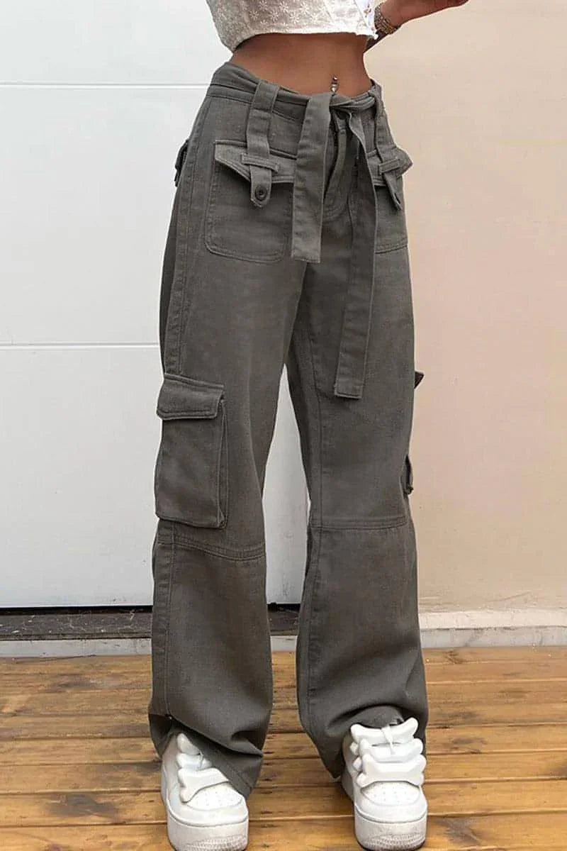 Vintage Multi Pocket Belt Casual Workwear Jeans Women - Which Mark