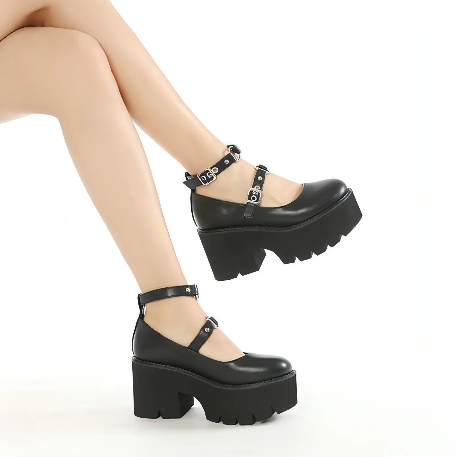 Buckle British Style Retro Platform Shoes - Which Mark