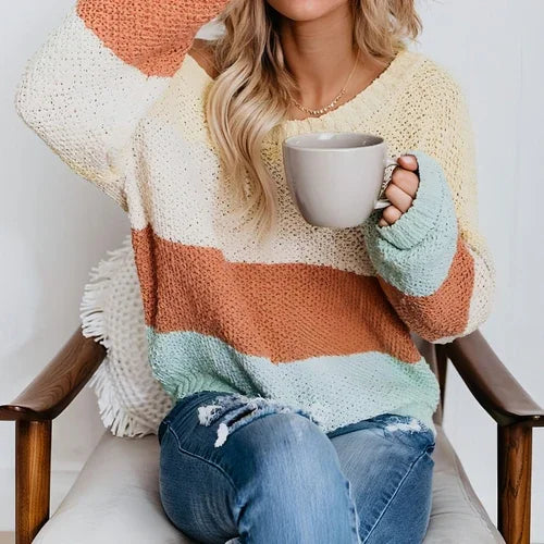 Women's Loose Striped Sweater Knitwear - Which Mark