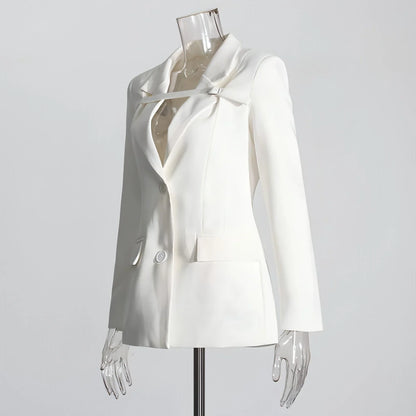 Fashion Slim Fit Patchwork Suit Jacket For Women - Which Mark