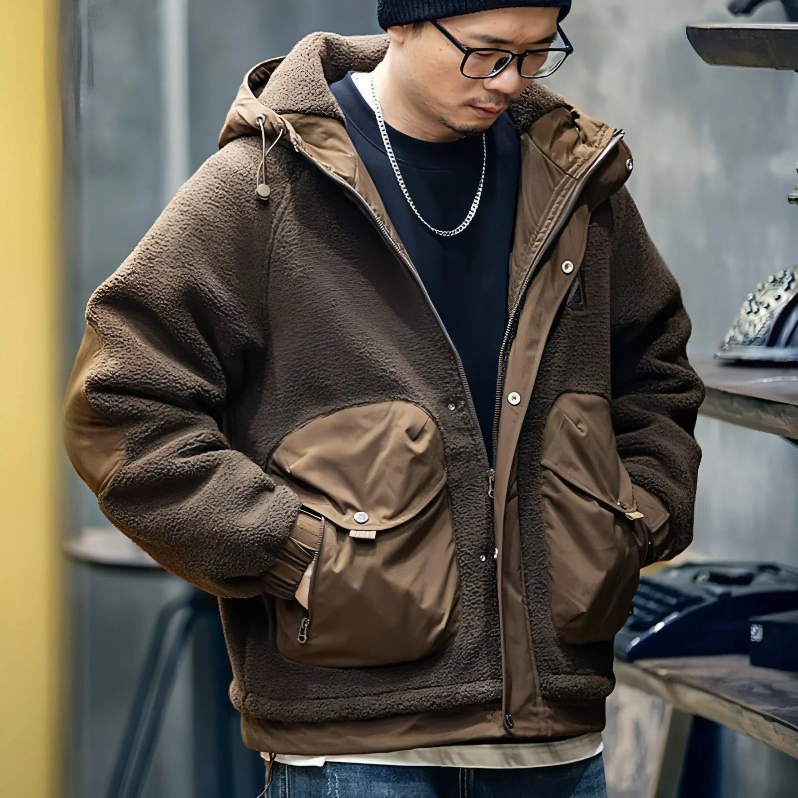 Lambswool Hooded Coat For Men Loose And Warm - Which Mark