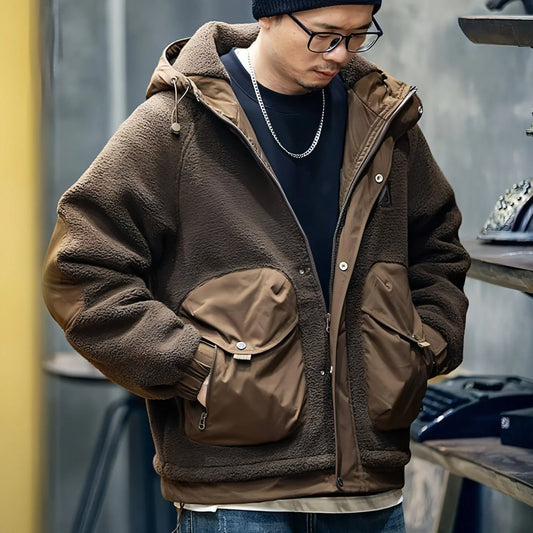 Lambswool Hooded Coat For Men Loose And Warm - Which Mark