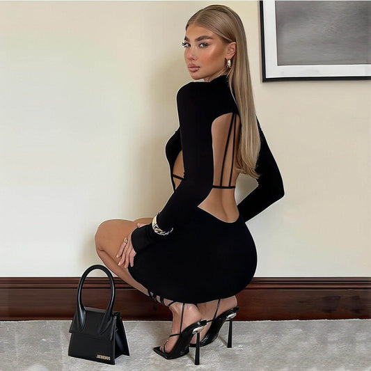 Women's Fashion Midriff Outfit Sheath Dress - Which Mark