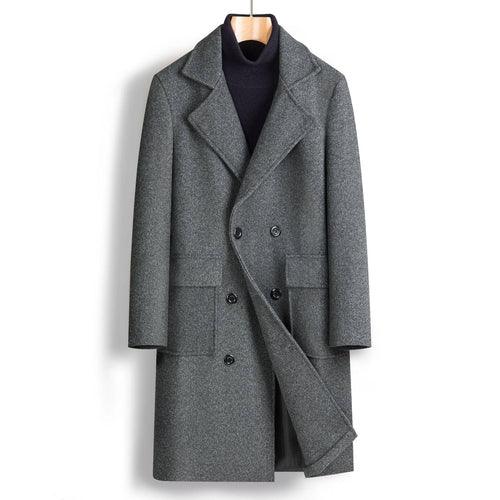 Fall Winter Men Double Breasted Mid-length Trench Coat - Which Mark