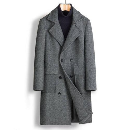 Fall Winter Men Double Breasted Mid-length Trench Coat - Which Mark