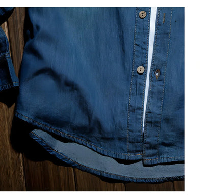 Long Sleeve Denim DressShirt Jacket Slim Style Men's Thin - Which Mark