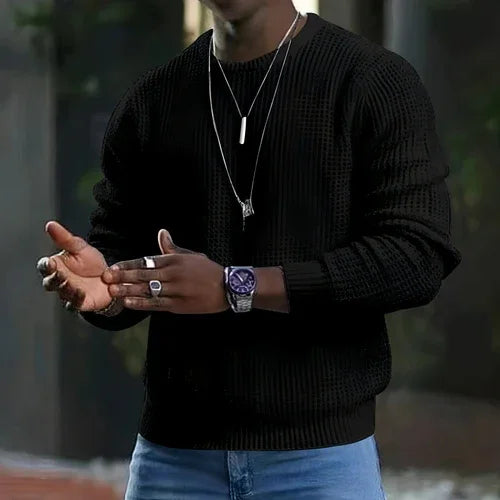 Men's New Youth Round Neck Long Sleeve Pullover Sweater - Which Mark