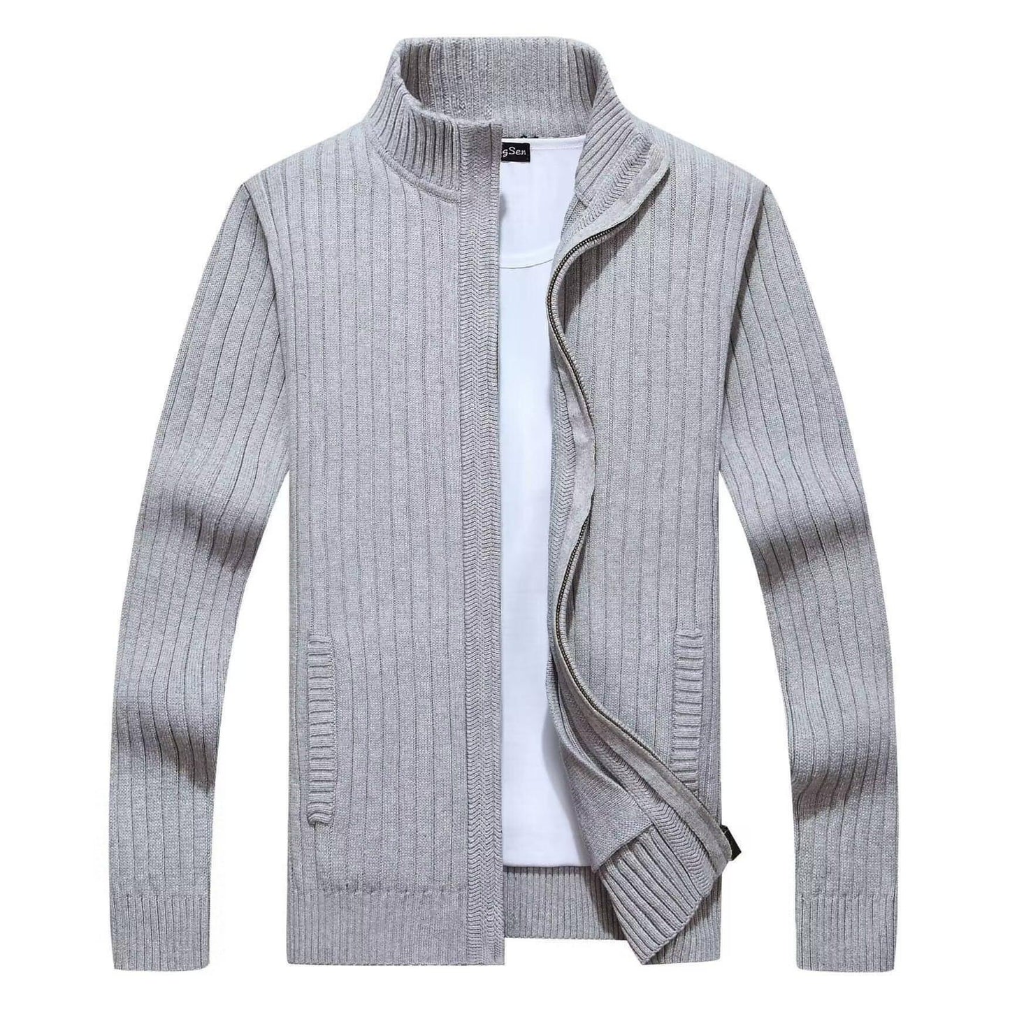 Zipper Outerwear Sweater Coat For Men Fleece-lined Thickened Winter - Which Mark