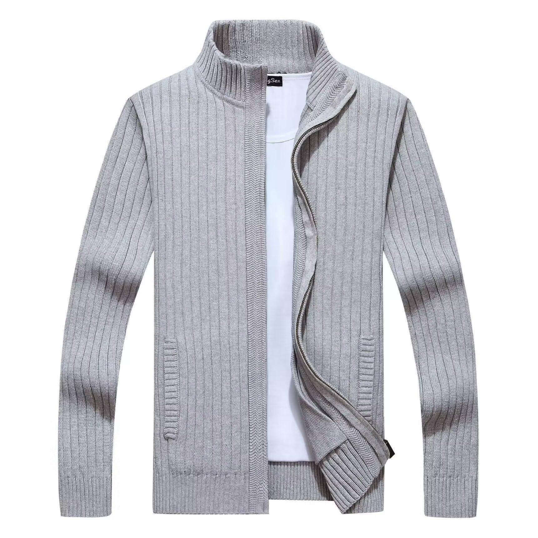 Zipper Outerwear Sweater Coat For Men Fleece-lined Thickened Winter - Which Mark