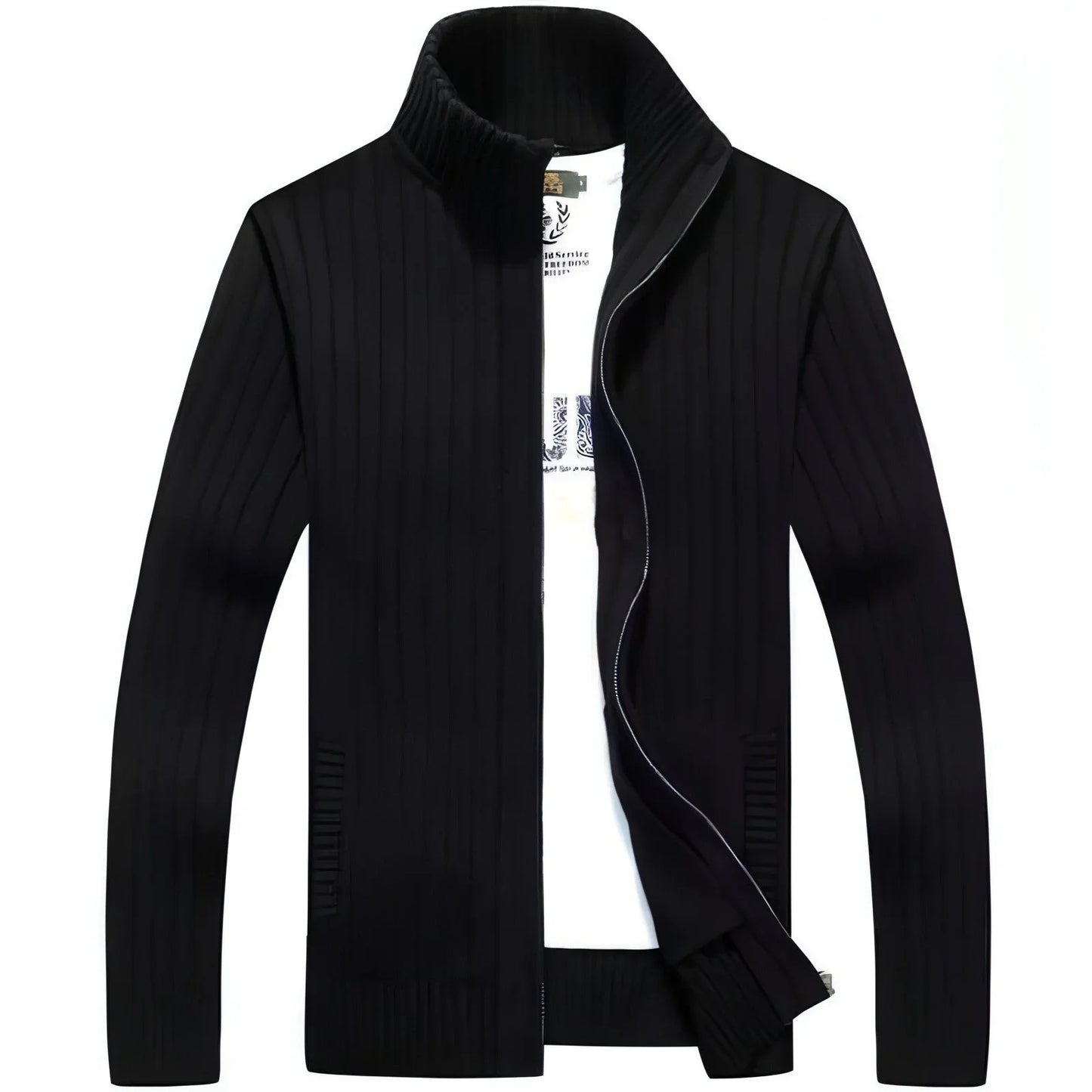 Zipper Outerwear Sweater Coat For Men Fleece-lined Thickened Winter - Which Mark