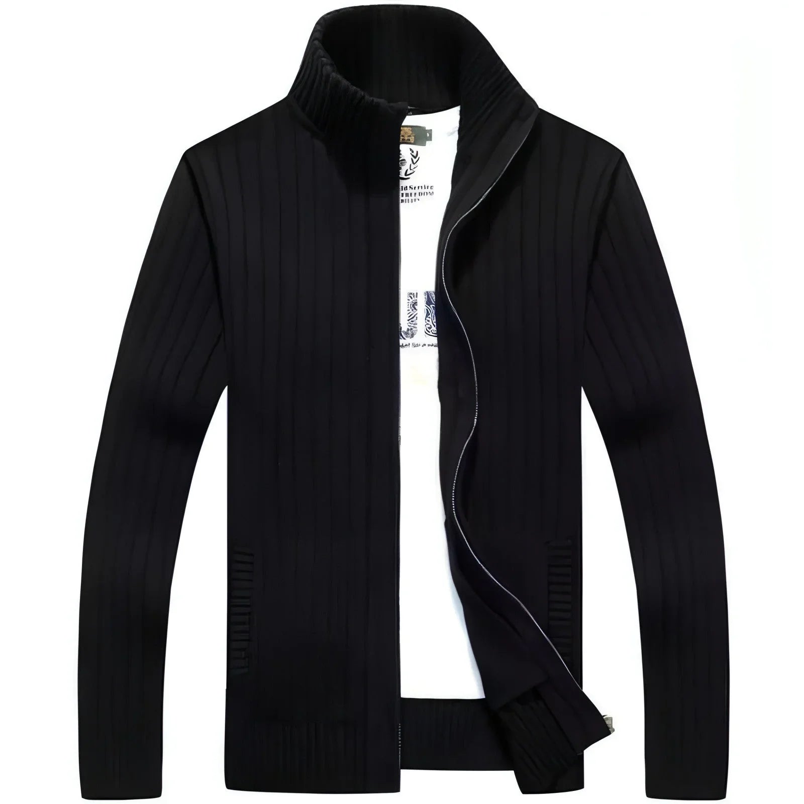 Zipper Outerwear Sweater Coat For Men Fleece-lined Thickened Winter - Which Mark