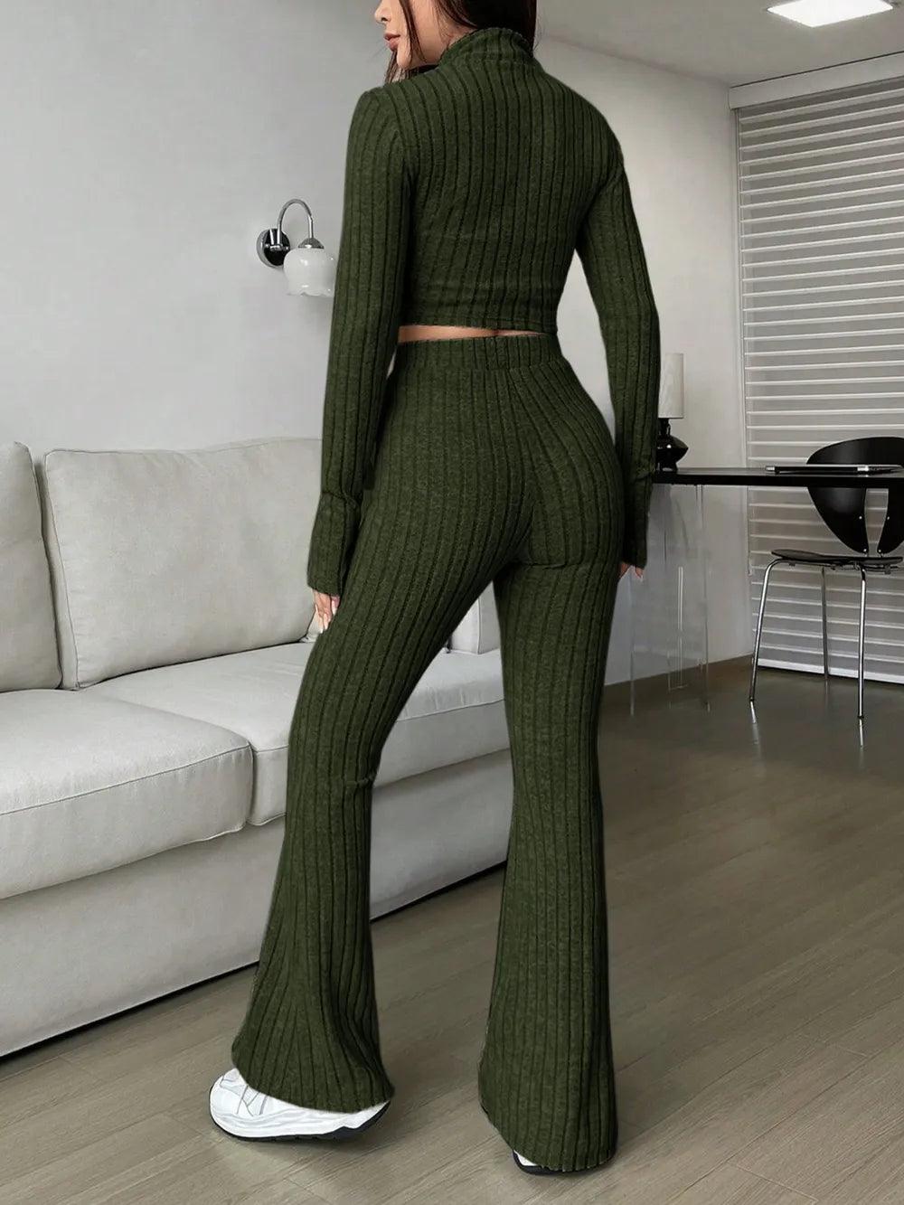 Honey Zip Up Long Sleeve Top and Pants Set - Which Mark