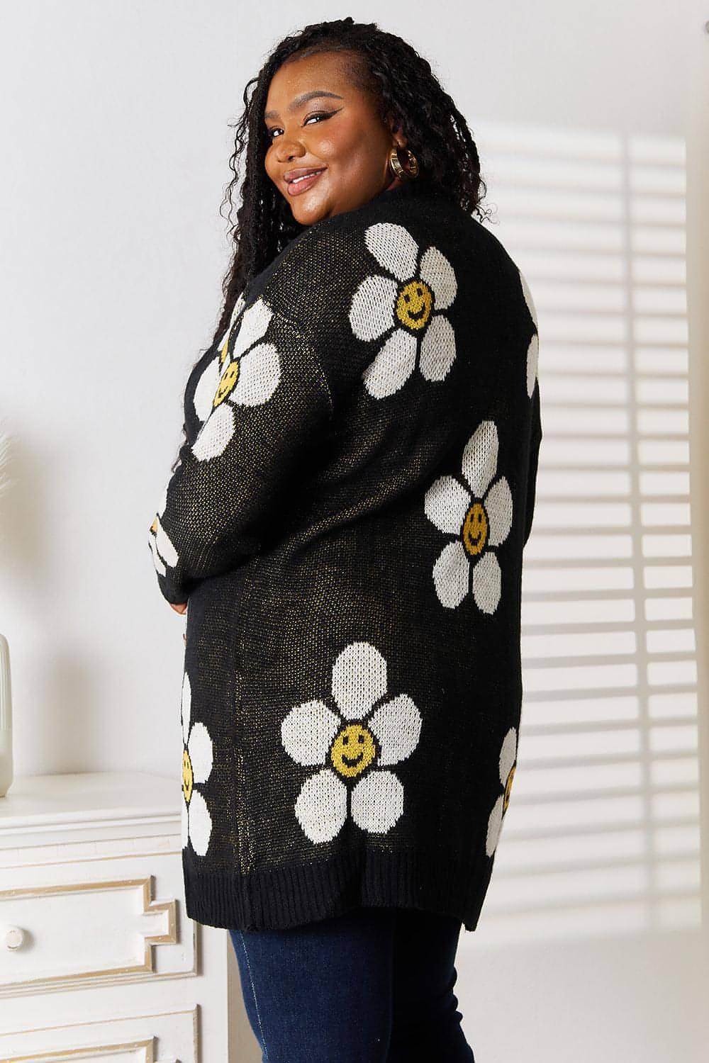 Perfee Floral Button Down Longline Cardigan - Which Mark