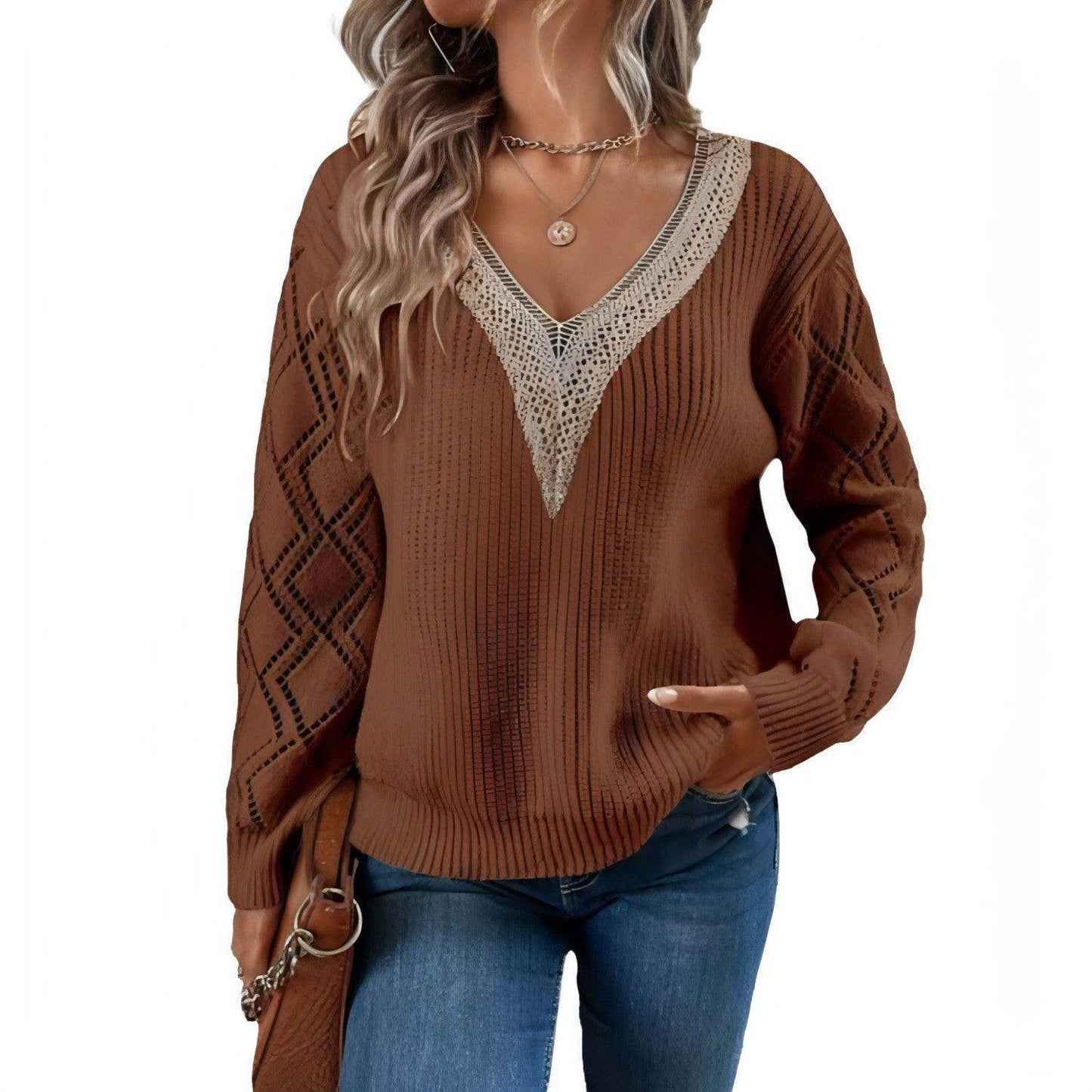 Spring And Autumn V-neck Sweater New Loose Casual Women - Which Mark