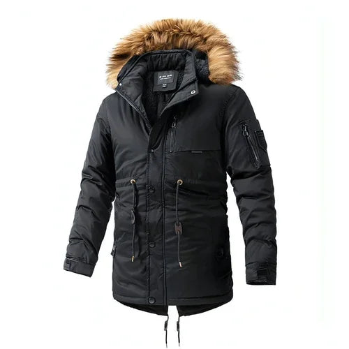 Zipper Solid Color Regular Brown Extra Thick Men 's Jacket - Which Mark