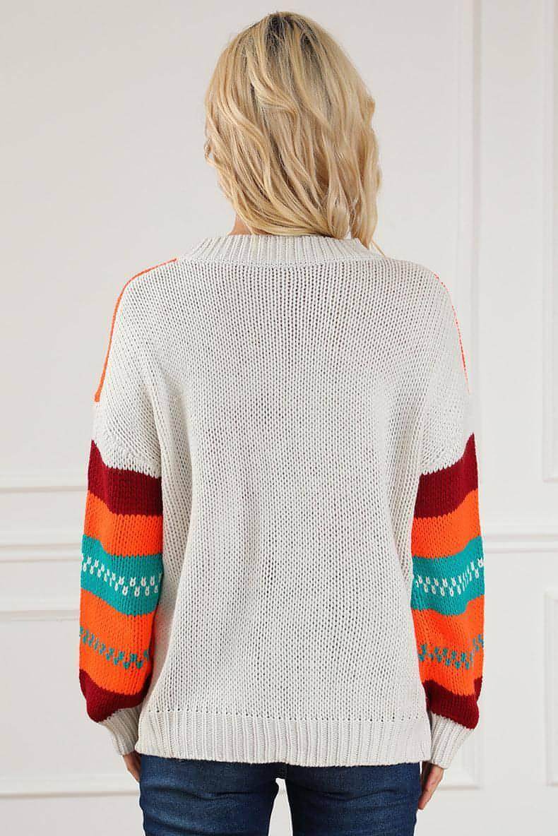 Loose Color Pullover Regular Sleeve Sweater Women - Which Mark
