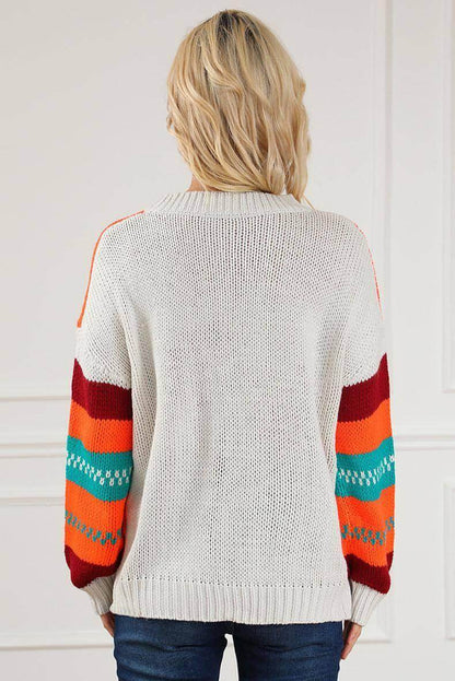 Loose Color Pullover Regular Sleeve Sweater Women - Which Mark