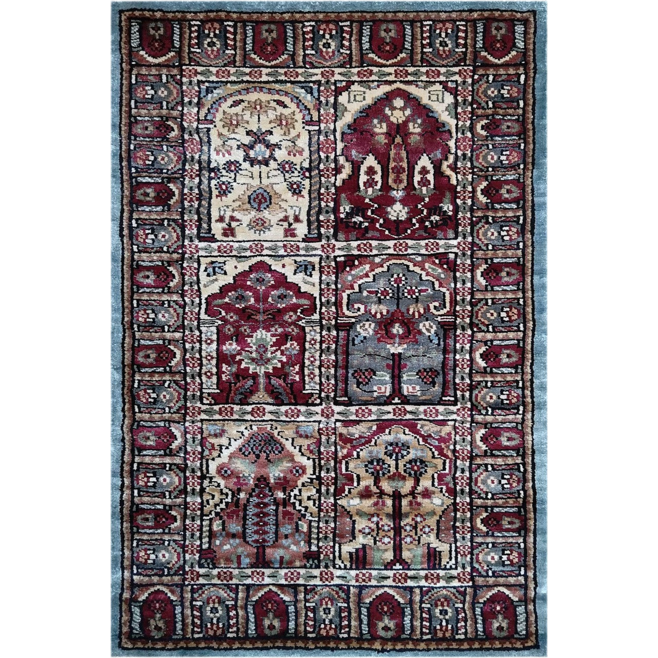 2×3 feet Hand Knotted Art Silk Carpet Multi Hamadan