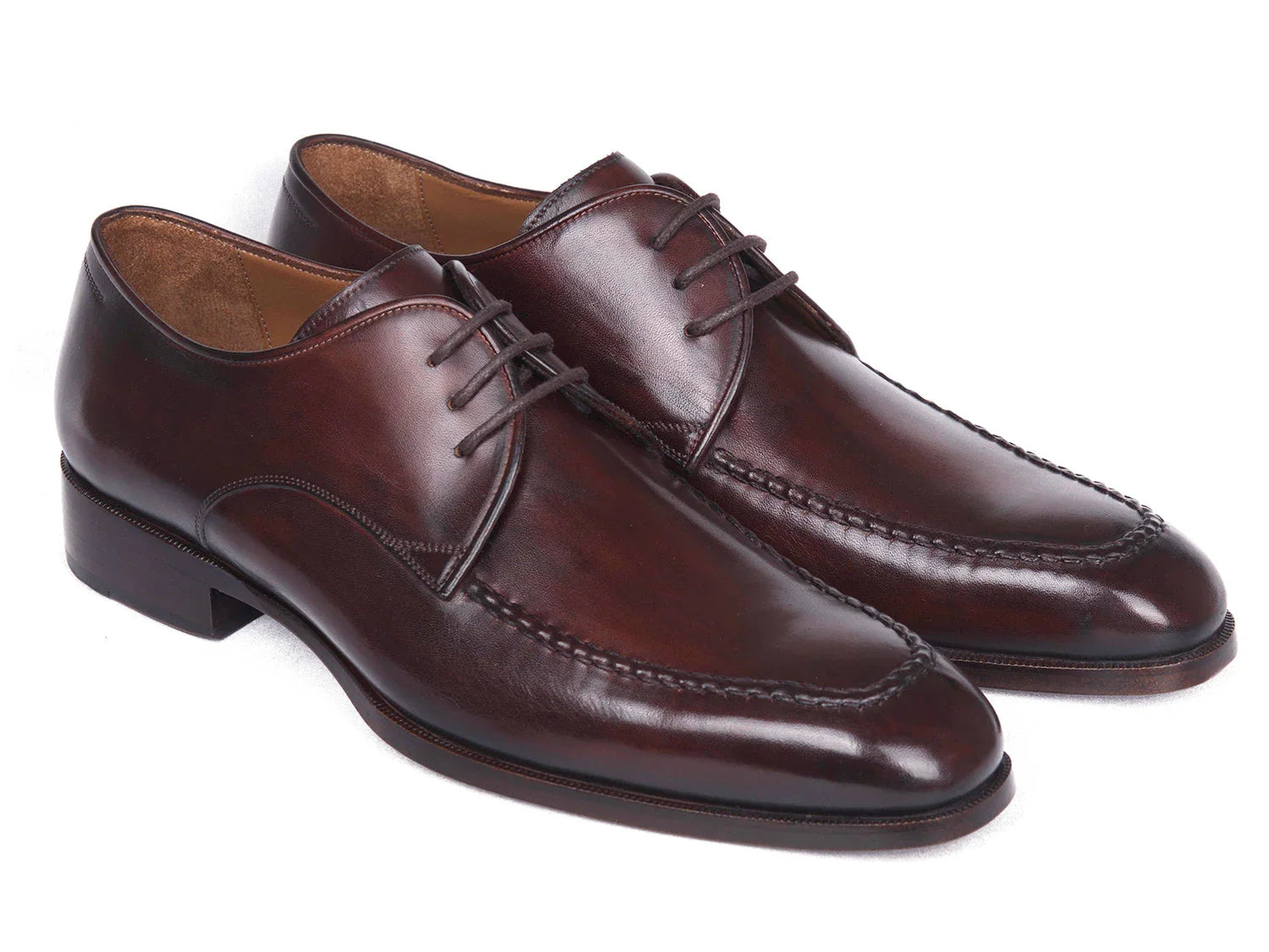 Paul Parkman Brown & Bordeaux Leather Apron Derby Shoes (ID#33BRD92) - Which Mark