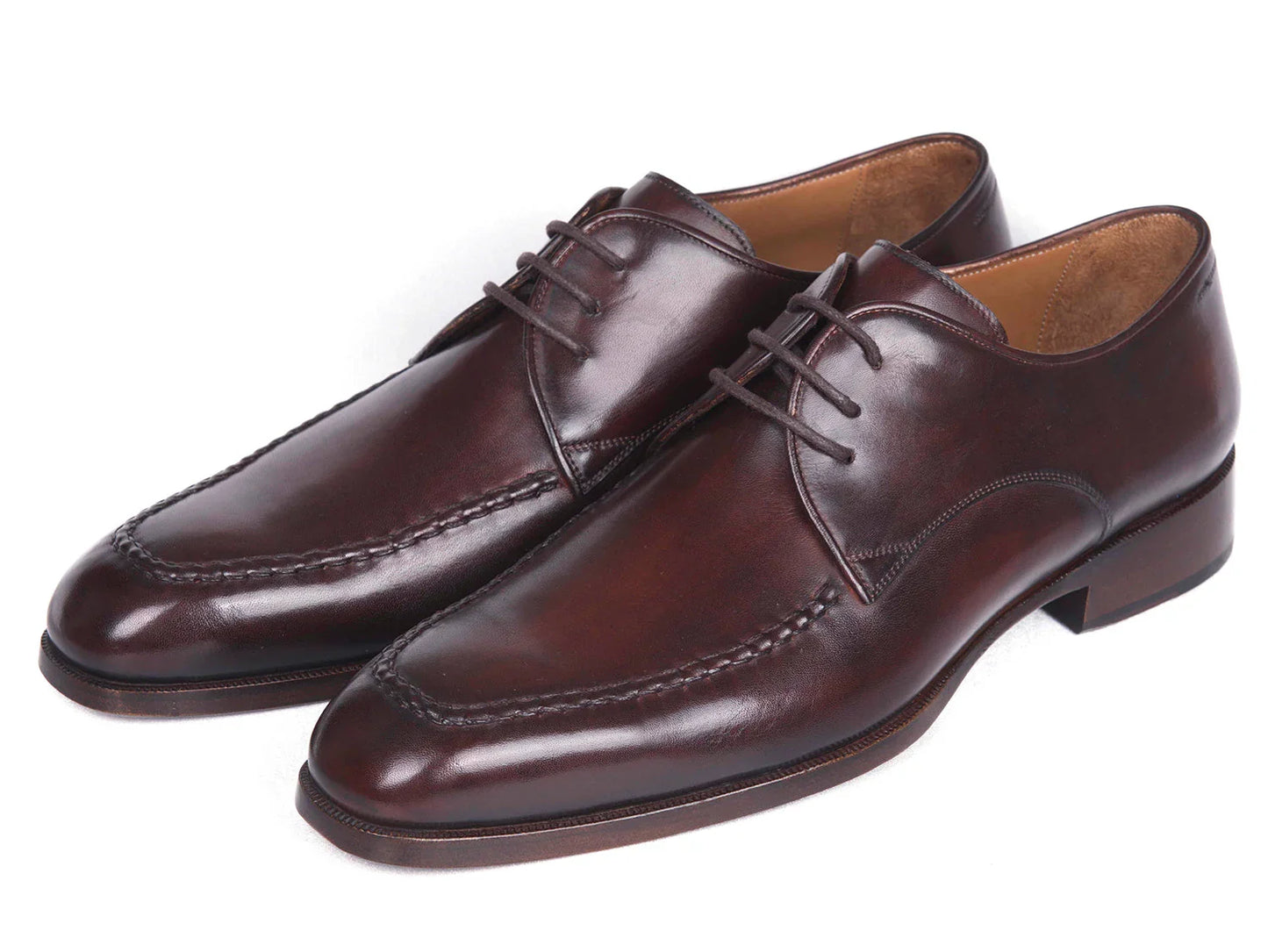 Paul Parkman Brown & Bordeaux Leather Apron Derby Shoes (ID#33BRD92) - Which Mark