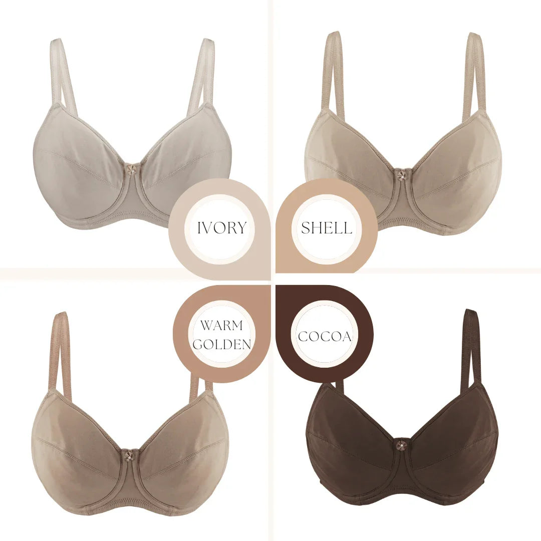 Shell-Underwired Silk & Organic Cotton Full Cup Bra with removable - Which Mark