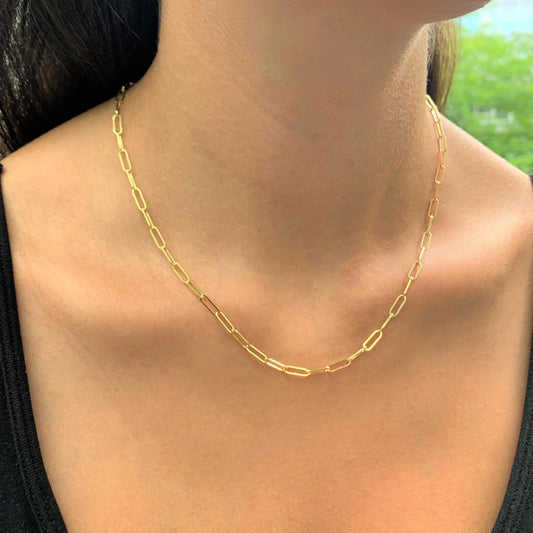 Italian Sterling Silver 18K Gold Plated Choice of Length Paper Clip - Which Mark