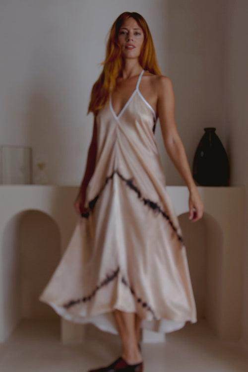 Altair Silk Halter Dress in Shibori - Which Mark