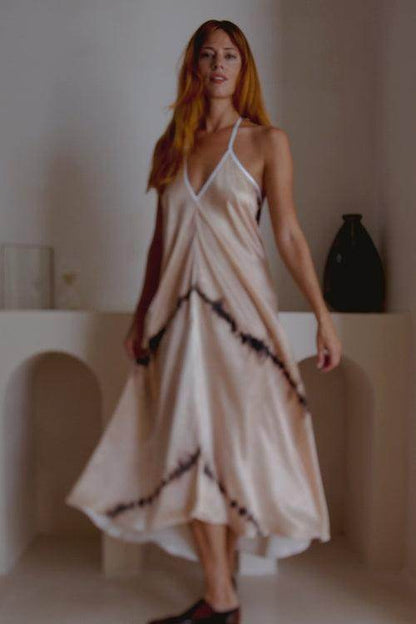 Altair Silk Halter Dress in Shibori - Which Mark
